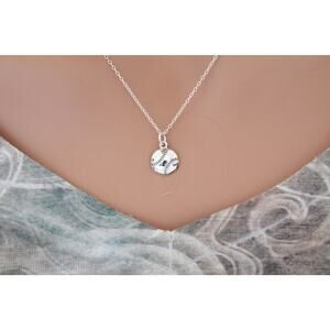Sterling Silver Baseball Necklace, Silver Flat Baseball Necklace